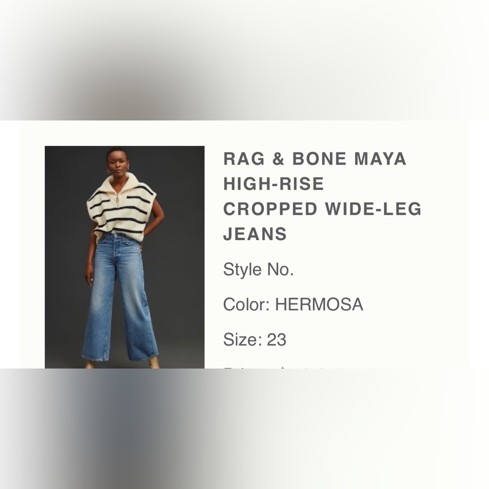 Rag and Bone Anthropologie Jeans 23 NWT